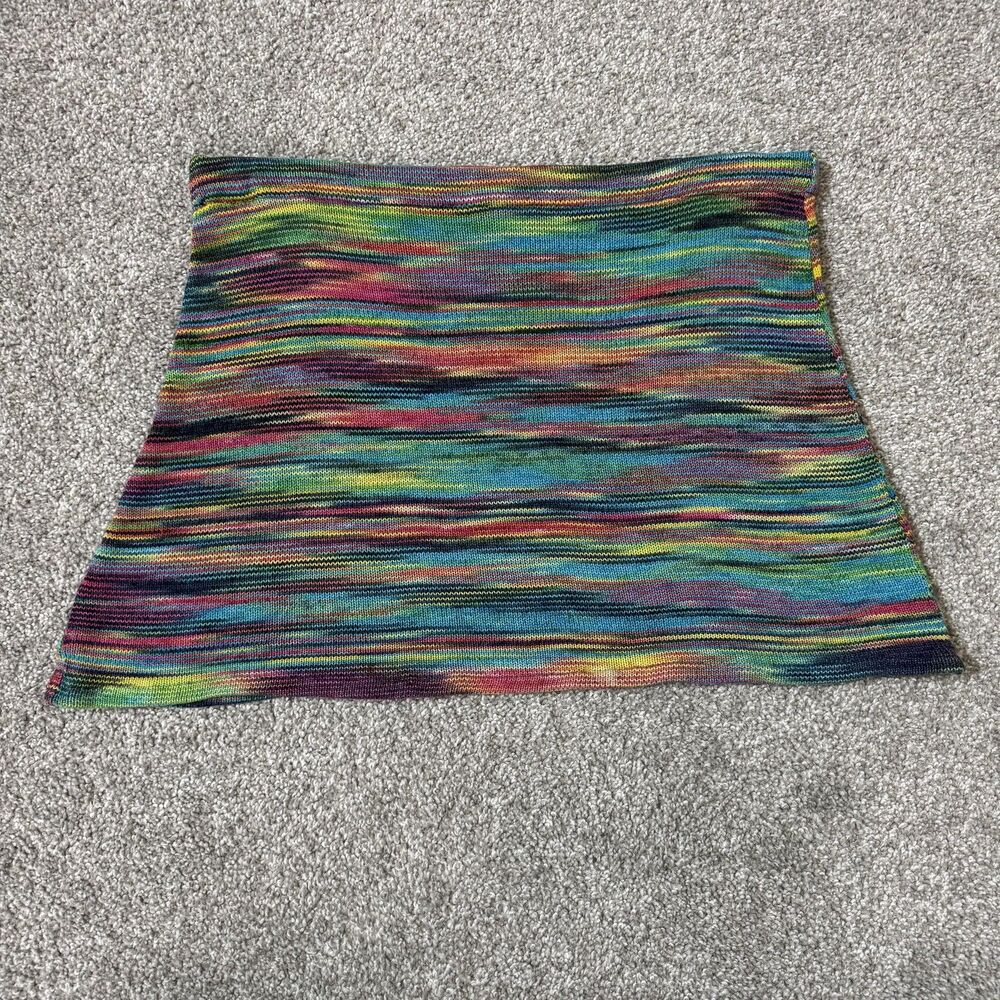 White Rice Skirt Womens Medium Multicolor Stripe Knit A-Line Stretch Festival